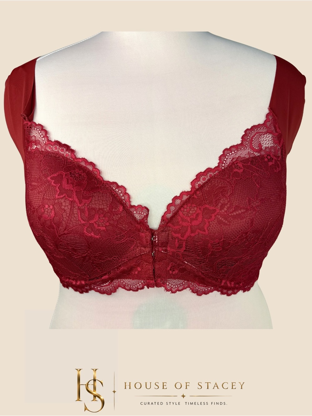 Red Lace Front Closure Bralette XXL